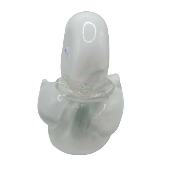 Vintage Hand Blown Glass Duckling Duck Paperweight White Clear 4.5" x 5.25" READ - Picture 3 of 8